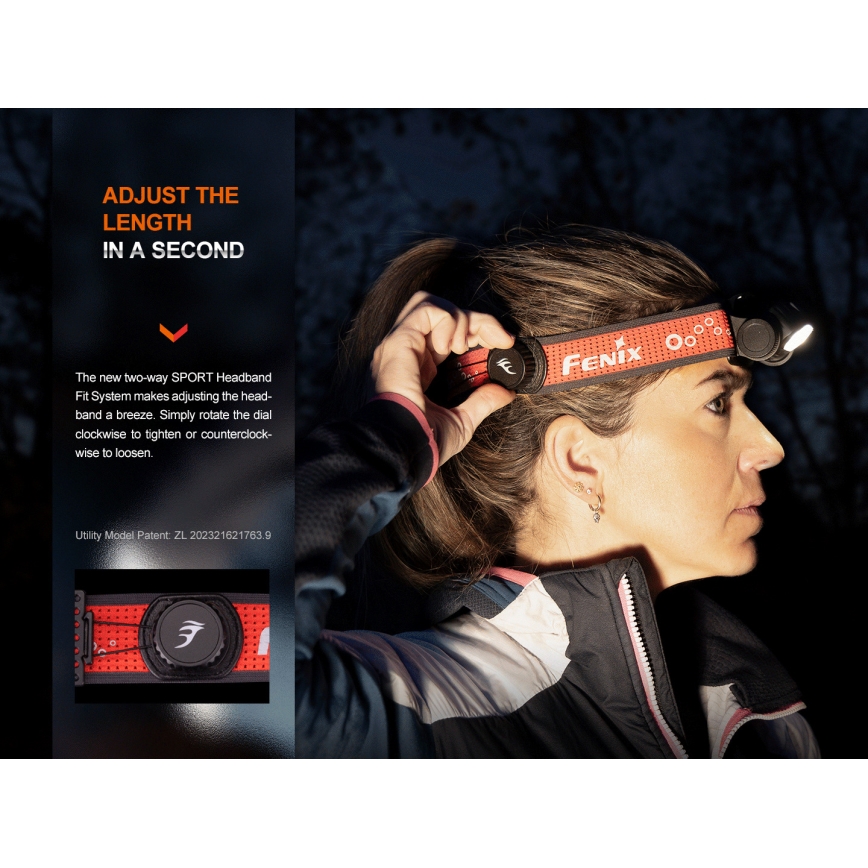 Fenix HM65RTV20BLC- LED Stmívatelná nabíjecí čelovka LED/USB/2xCR123A IP68 3400 mAh černá/oranžová
