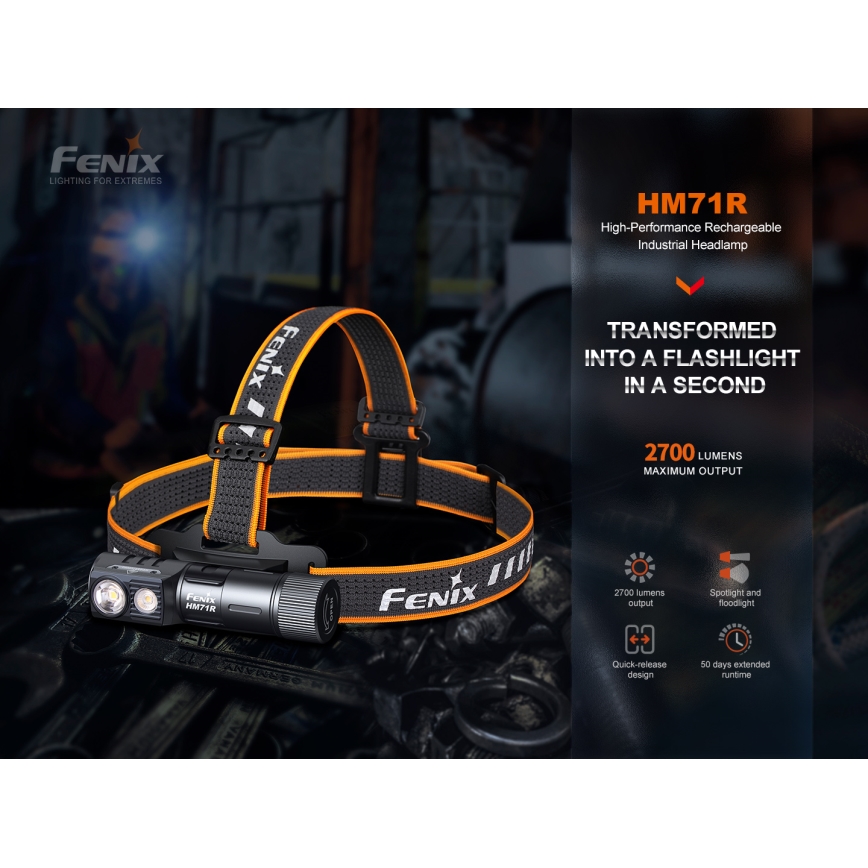 Fenix HM71R - LED Nabíjecí čelovka LED/USB IP68 2700 lm 400 h 5000 mAh