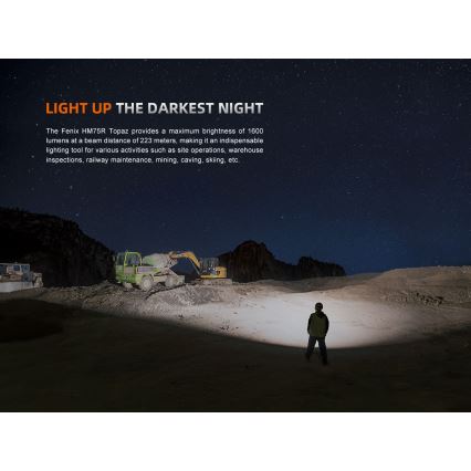 Fenix HM75RTOPAZ - LED Stmívatelná nabíjecí čelovka LED/USB IP68 1600 lm 210 h 4000 mAh
