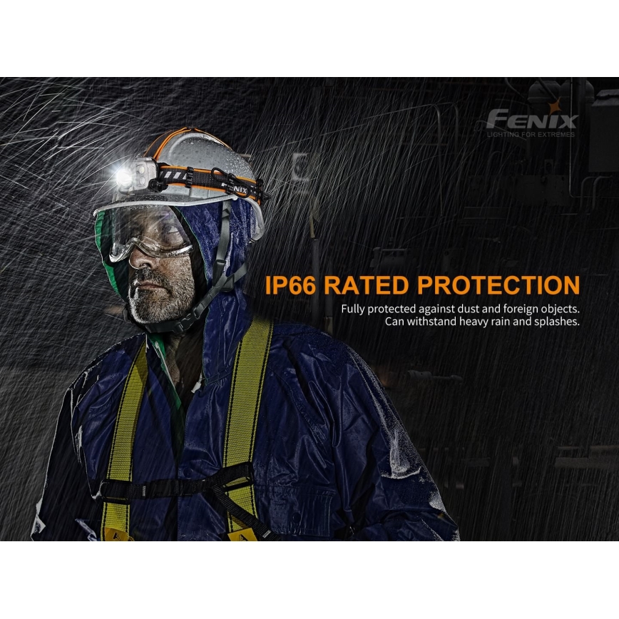 Fenix HP16R1250 - LED Nabíjecí čelovka 3xLED/USB 4xAA IP66 1250 lm 600 h 3000 mAh