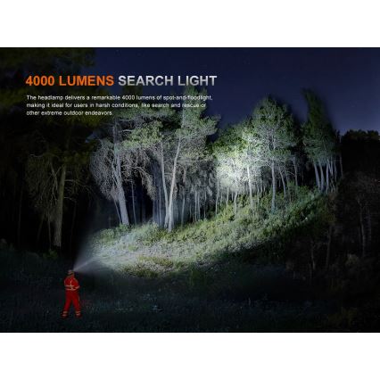Fenix HP35R - LED Stmívatelná nabíjecí čelovka LED/USB 5000 mAh IP66 4000 lm 500 h černá