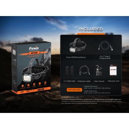 Fenix HP35R - LED Stmívatelná nabíjecí čelovka LED/USB 5000 mAh IP66 4000 lm 500 h černá