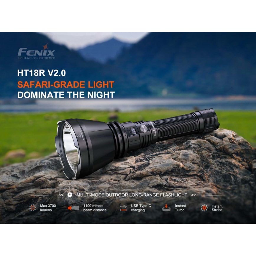 Fenix HT18RV20 - LED Stmívatelná nabíjecí svítilna LED/USB 6000 mAh IP68 3700 lm 87 h černá
