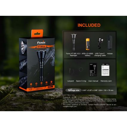 Fenix HT18RV20 - LED Stmívatelná nabíjecí svítilna LED/USB 6000 mAh IP68 3700 lm 87 h černá