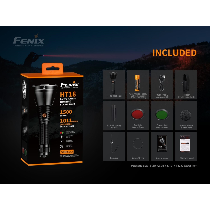 Fenix HT18SFT40 - LED Stmívatelná nabíjecí svítilna LED/1x21700 IP68 1500 lm 61 h