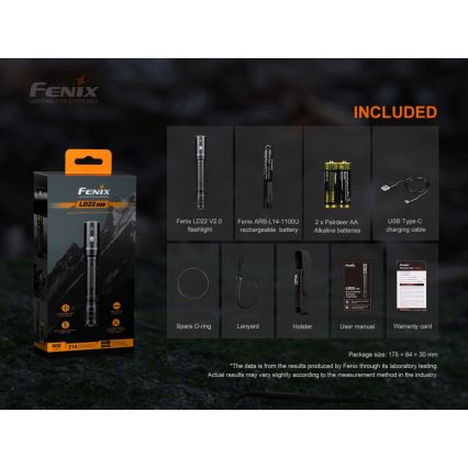 Fenix LD22V20 - LED Nabíjecí svítilna LED/USB IP66 800 lm 220 h