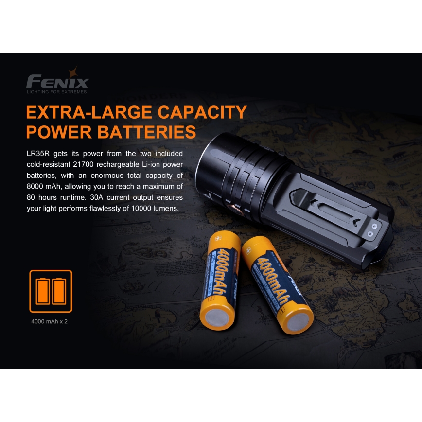 Fenix LR35R - LED Nabíjecí svítilna 6xLED/2x21700 4000 mAh IP68 10000 lm 80 h