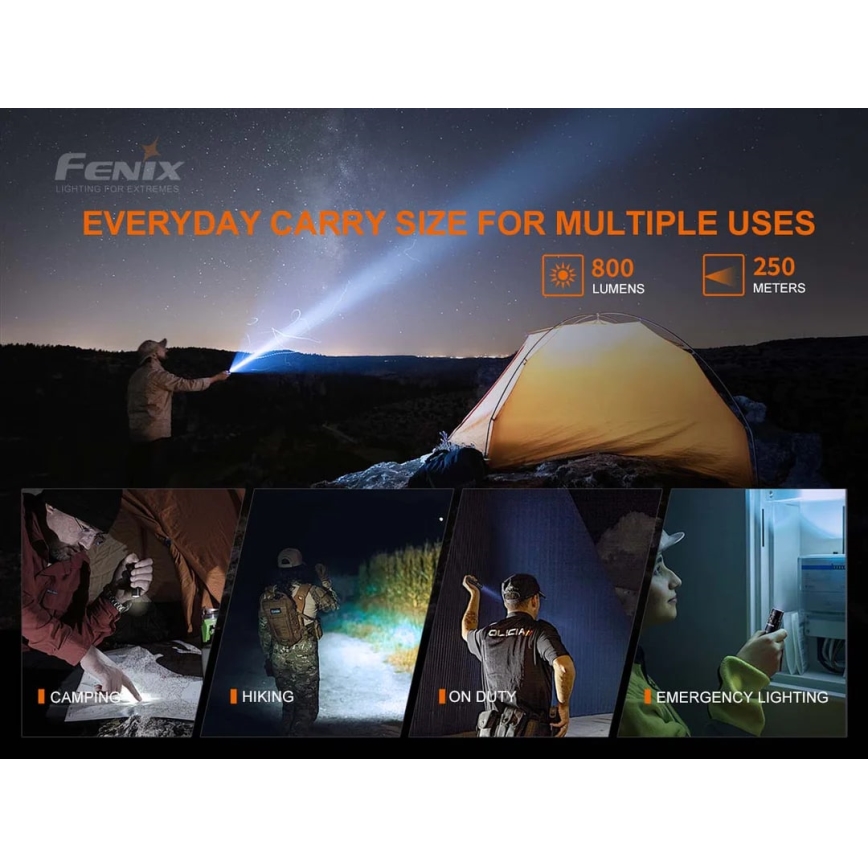 Fenix PD25R - LED Nabíjecí svítilna LED/USB/1xCR123A IP68 800 lm 70 h 700 mAh