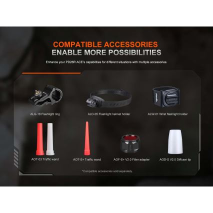 Fenix PD26RACE - LED Stmívatelná nabíjecí svítilna LED/USB 1600 mAh IP68 1300 lm 556 h černá