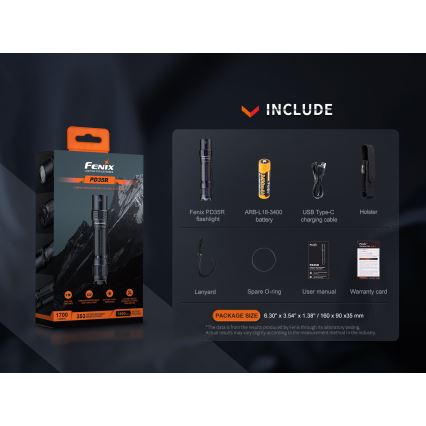 Fenix PD35R - LED Nabíjecí svítilna LED/USB/2xCR123A IP68 1700 lm 100 h 3400 mAh
