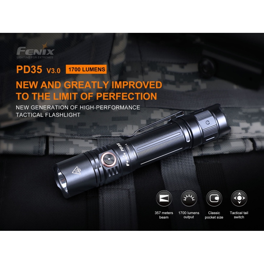 Fenix PD35V30 - LED Nabíjecí svítilna LED/2xCR123A IP68 1700 lm 230 h