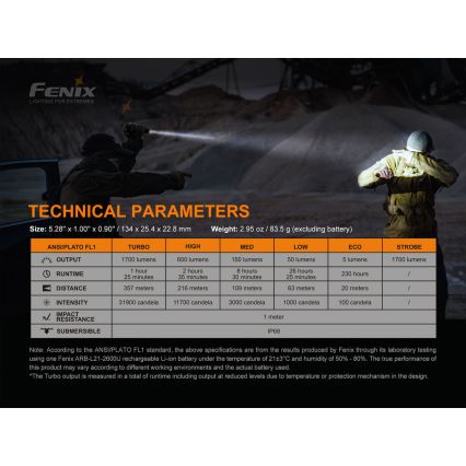 Fenix PD35V30 - LED Nabíjecí svítilna LED/USB/2xCR123A IP68 1700 lm 230 h 2600 mAh