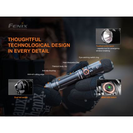 Fenix PD35V30 - LED Nabíjecí svítilna LED/USB/2xCR123A IP68 1700 lm 230 h 2600 mAh