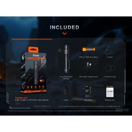 Fenix PD36RACE - LED Stmívatelná nabíjecí svítilna LED/USB 5000 mAh IP68 3000 lm 63,45 h černá