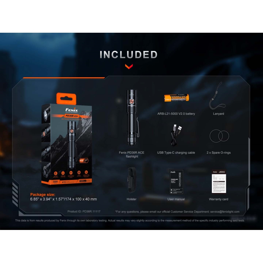 Fenix PD36RACE - LED Stmívatelná nabíjecí svítilna LED/USB 5000 mAh IP68 3000 lm 63,45 h černá