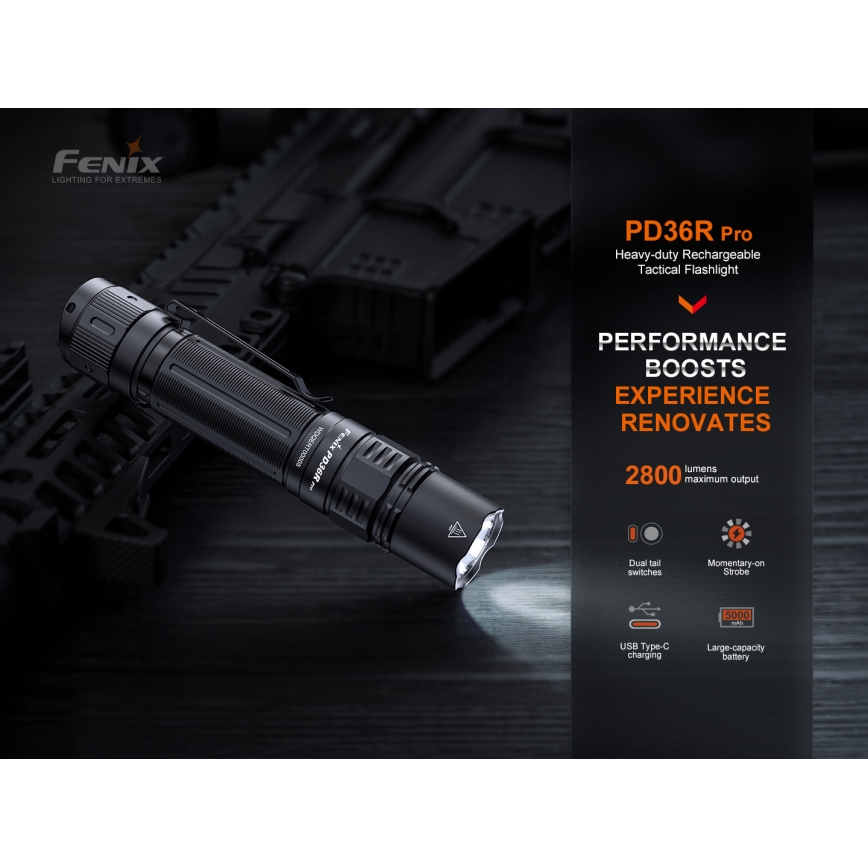 Fenix PD36RPRO - LED Taktická nabíjecí svítilna LED/USB IP68 2800 lm 42 h 5000 mAh