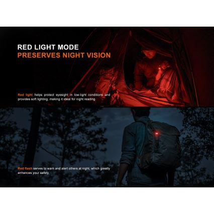 Fenix SW05RREDBLC - LED Stmívatelná nabíjecí svítilna LED/USB IPX6 150 lm 49 h černá