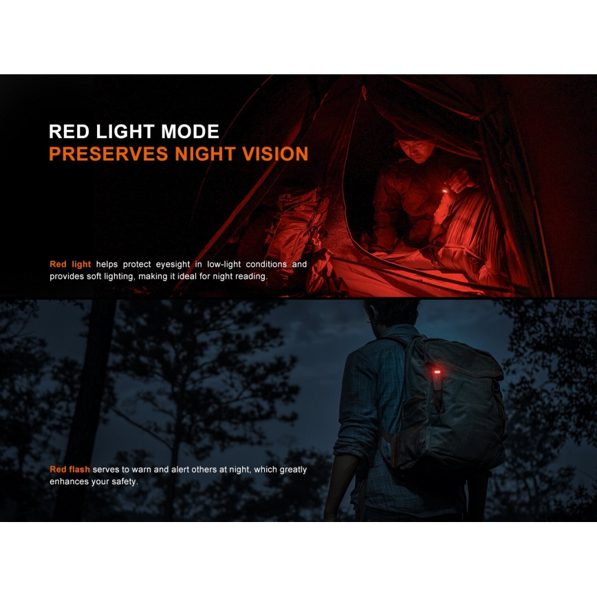 Fenix SW05RREDBLC - LED Stmívatelná nabíjecí svítilna LED/USB IPX6 150 lm 49 h černá