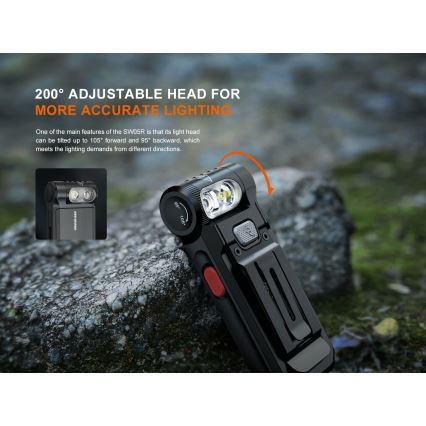 Fenix SW05RREDBLC - LED Stmívatelná nabíjecí svítilna LED/USB IPX6 150 lm 49 h černá