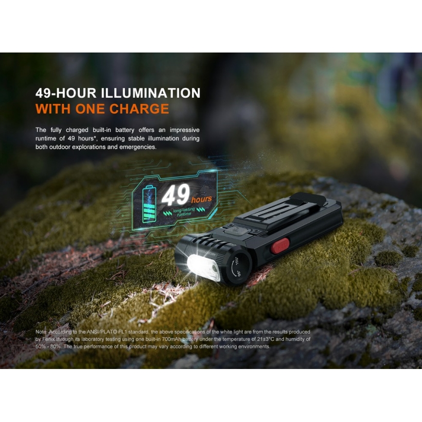 Fenix SW05RREDBLC - LED Stmívatelná nabíjecí svítilna LED/USB IPX6 150 lm 49 h černá