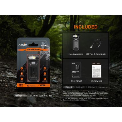 Fenix SW05RREDBLC - LED Stmívatelná nabíjecí svítilna LED/USB IPX6 150 lm 49 h černá