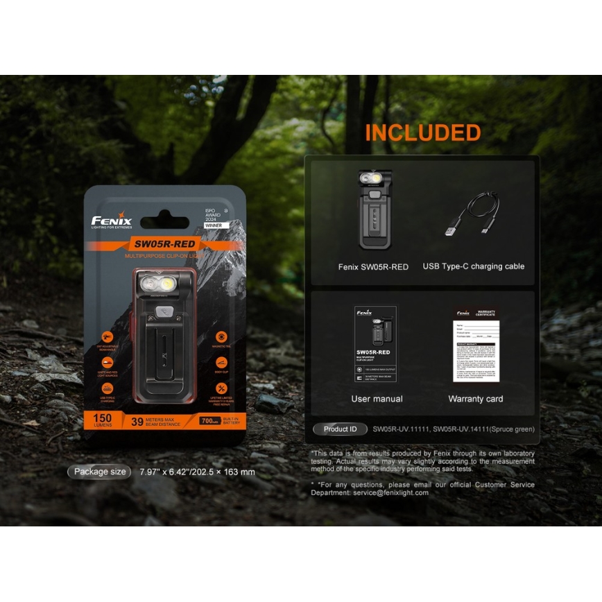 Fenix SW05RREDBLC - LED Stmívatelná nabíjecí svítilna LED/USB IPX6 150 lm 49 h černá