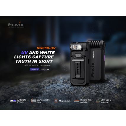 Fenix SW05RUVBLC - LED Stmívatelná nabíjecí svítilna LED/USB IPX6 150 lm 49 h 700 mAh černá