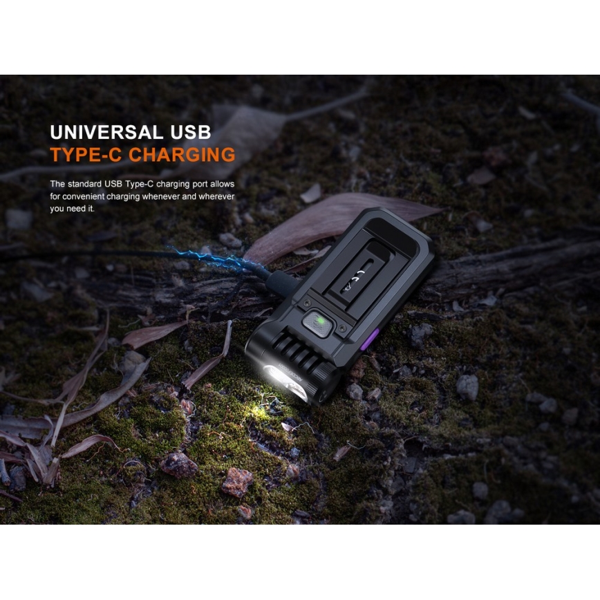 Fenix SW05RUVBLC - LED Stmívatelná nabíjecí svítilna LED/USB IPX6 150 lm 49 h 700 mAh černá