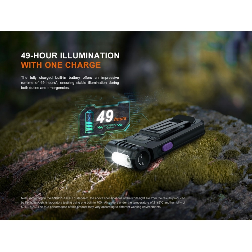 Fenix SW05RUVBLC - LED Stmívatelná nabíjecí svítilna LED/USB IPX6 150 lm 49 h 700 mAh černá