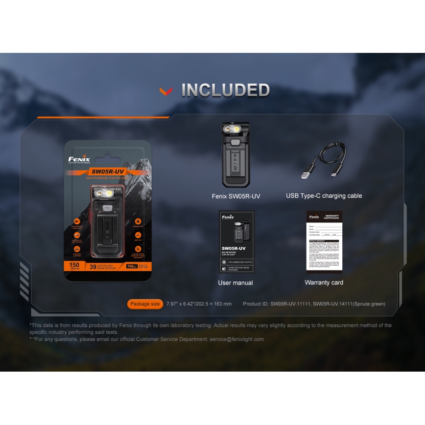 Fenix SW05RUVBLC - LED Stmívatelná nabíjecí svítilna LED/USB IPX6 150 lm 49 h 700 mAh černá
