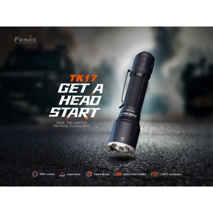 Fenix TK17BLK - LED Stmívatelná nabíjecí svítilna LED/USB 6000 mAh IP68 3600 lm 60 h černá