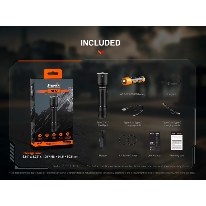 Fenix TK17BLK - LED Stmívatelná nabíjecí svítilna LED/USB 6000 mAh IP68 3600 lm 60 h černá