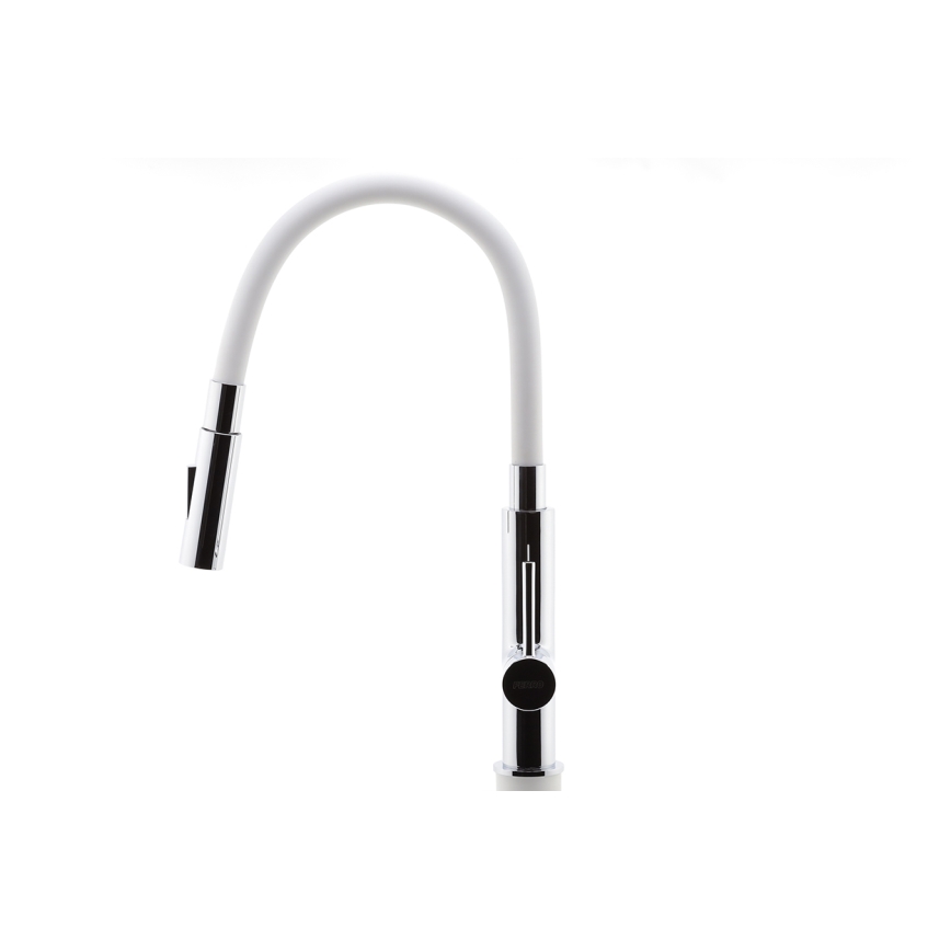 FERRO - Dřezová baterie s flexibilním ramínkem lesklý chrom/bílá