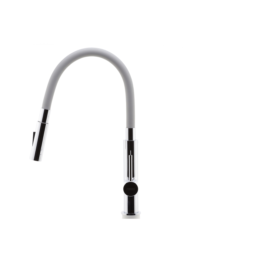 FERRO - Dřezová baterie s flexibilním ramínkem lesklý chrom/šedá