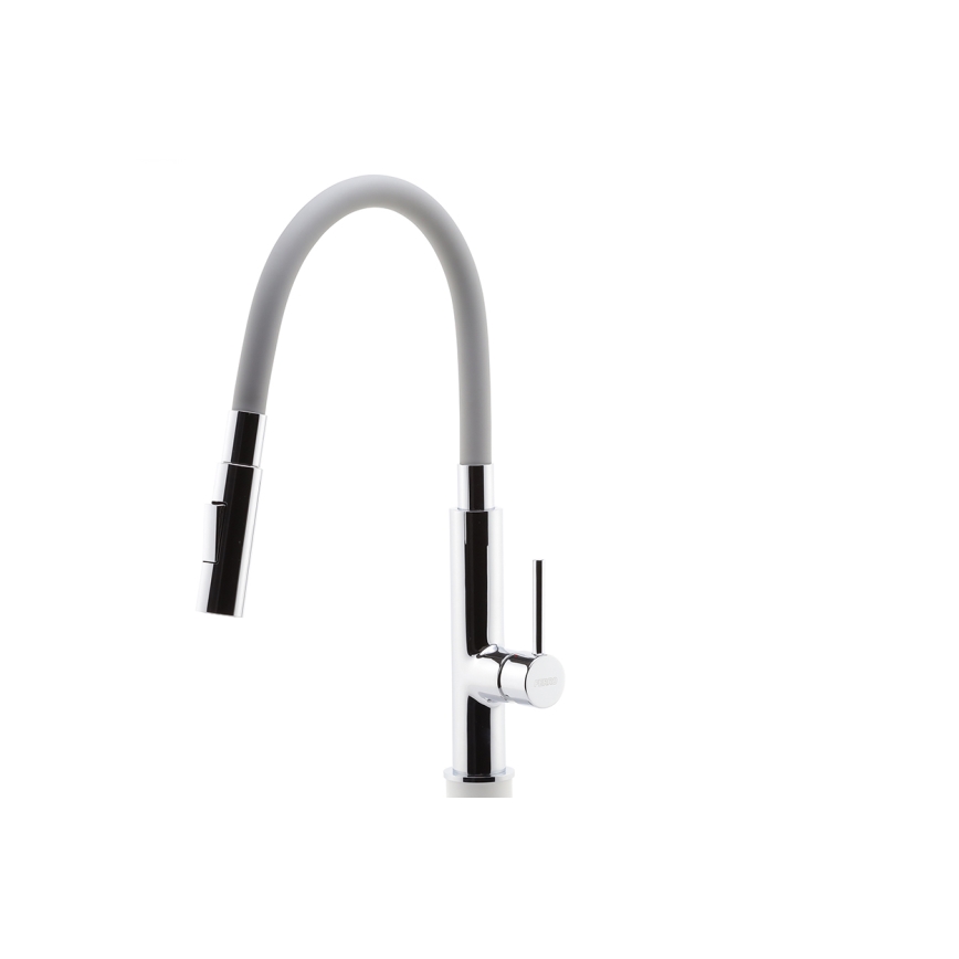 FERRO - Dřezová baterie s flexibilním ramínkem lesklý chrom/šedá