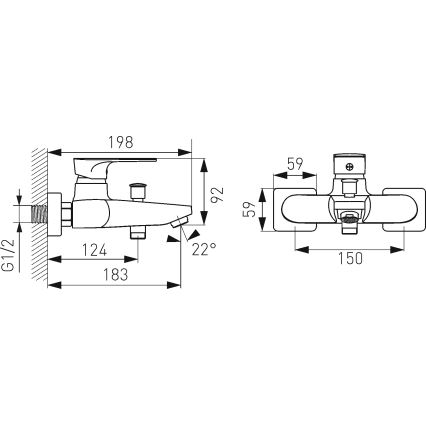 FERRO - Vanová baterie ALGEO SQUARE lesklý chrom