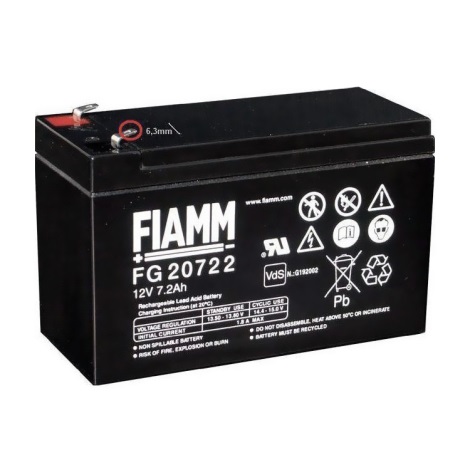 Fiamm FG20722 - Olověný akumulátor 12V/7,2Ah/faston 6,3mm