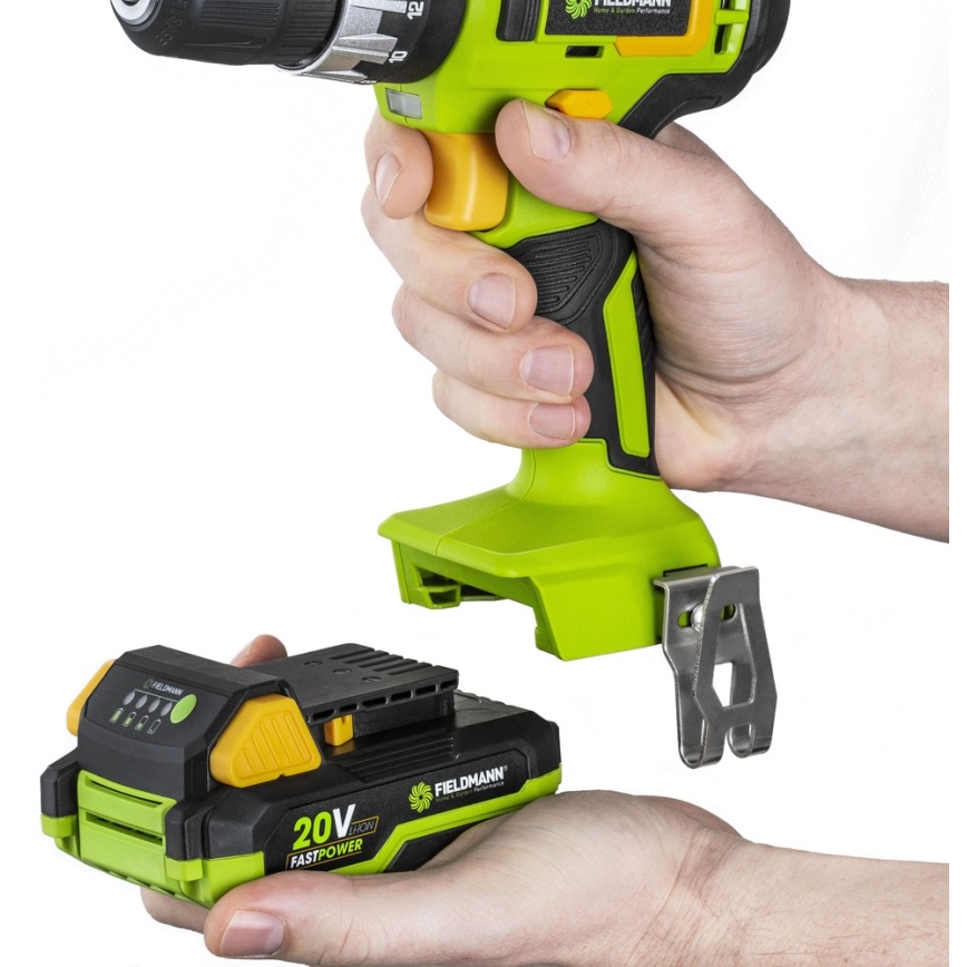 Fieldmann - Akumulátorová vrtačka 2000 mAh 20V + rychlonabíjecí stanice