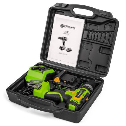 Fieldmann - Akumulátorová vrtačka 2000 mAh 20V + rychlonabíjecí stanice