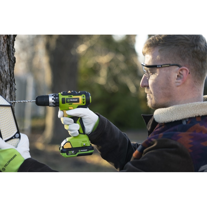 Fieldmann - Akumulátorová vrtačka 2000 mAh 20V + rychlonabíjecí stanice