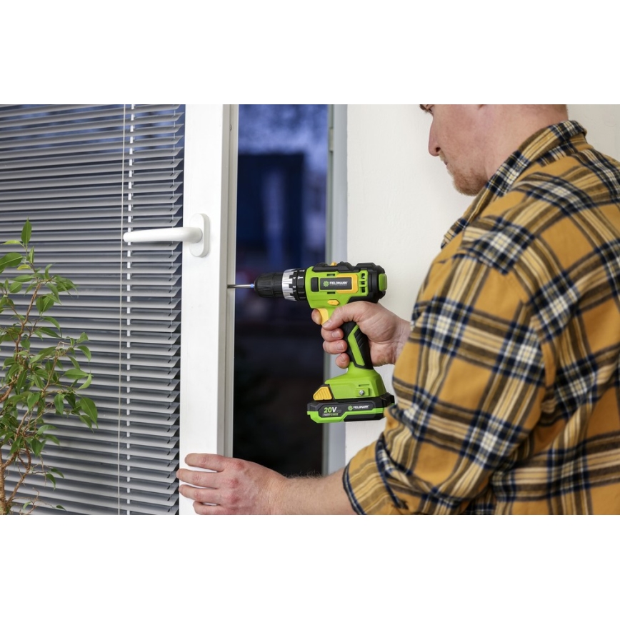 Fieldmann - Akumulátorová vrtačka 2000 mAh 20V + rychlonabíjecí stanice