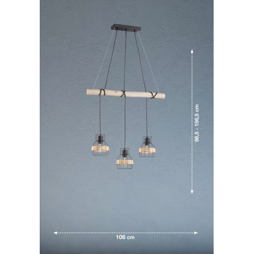 Fischer & Honsel 60798 - Lustr na lanku STRAW 3xE27/40W/230V