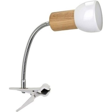 Flexibilní lampa s klipem SVENDA 1xE27/60W/230V dub/bílá