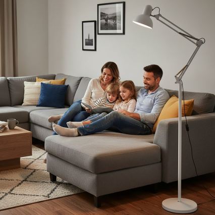 Flexibilní stojací lampa AURIQ 1xE27/60W/230V 184 cm bílá