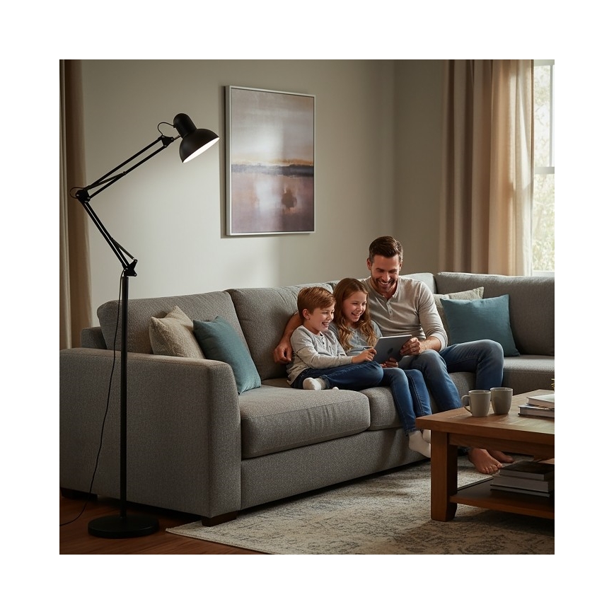 Flexibilní stojací lampa AURIQ 1xE27/60W/230V 184 cm černá