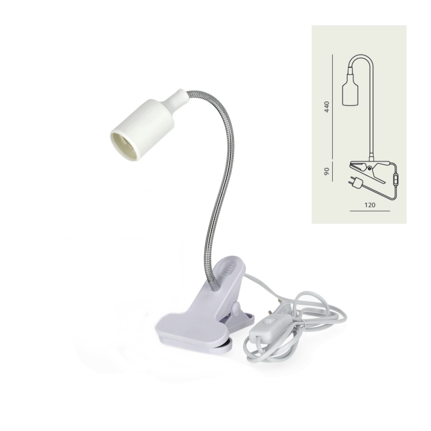 Flexibilní stolní lampa s klipem CLIP 1xE27/30W/230V bílá