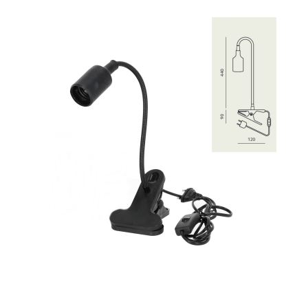 Flexibilní stolní lampa s klipem CLIP 1xE27/30W/230V černá