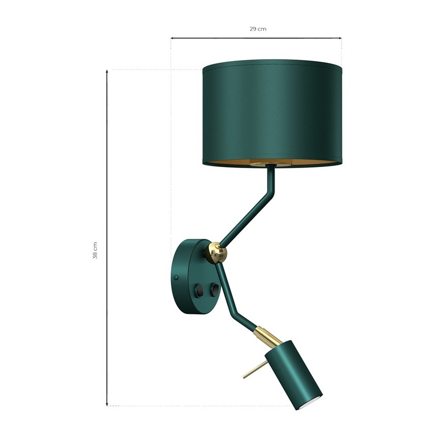 Flexibilní svítidlo VERDE 1xE27/60W/230V + 1xGU10-MR11/7W zelená