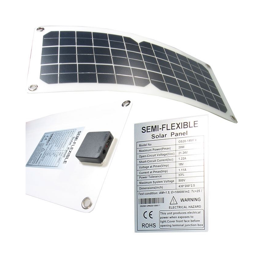 Fotovoltaický solární panel flexibilní USB 20W/12V