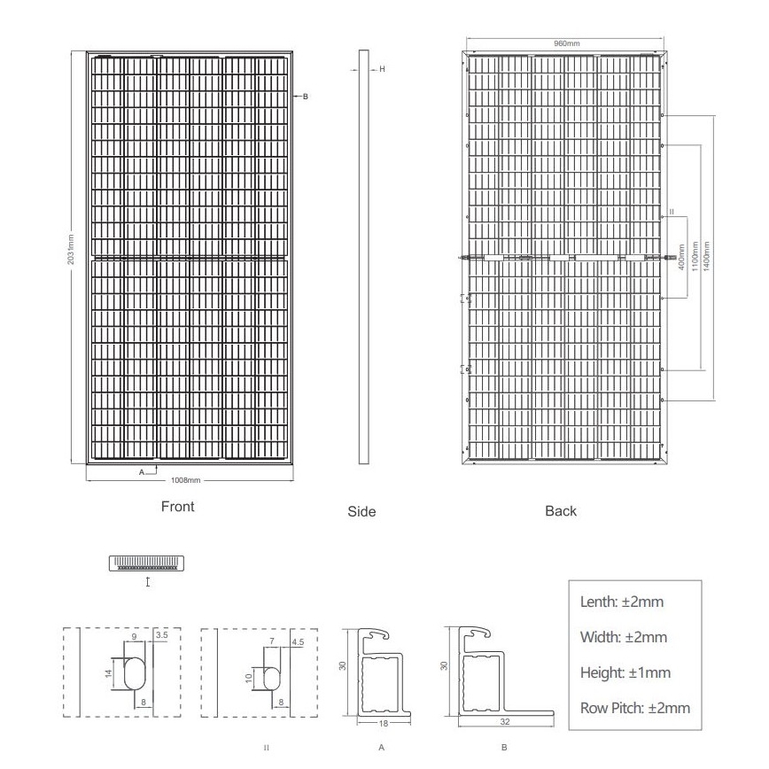 Fotovoltaický solární panel JINKO 405Wp IP67 bifaciální - paleta 27 ks